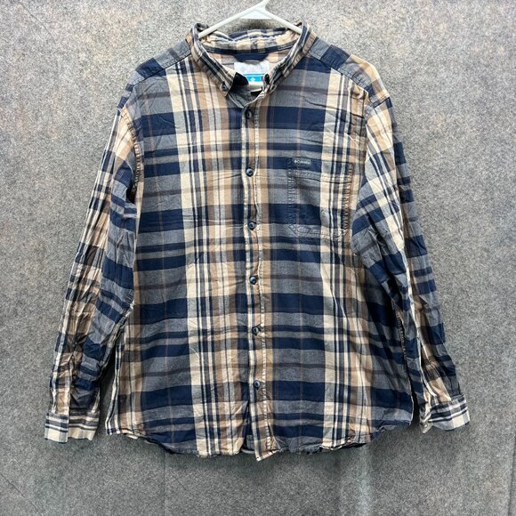 Columbia Other - Vintage Columbia Shirt Mens XL Blue Navy Button Down Madras Plaid Outdoors